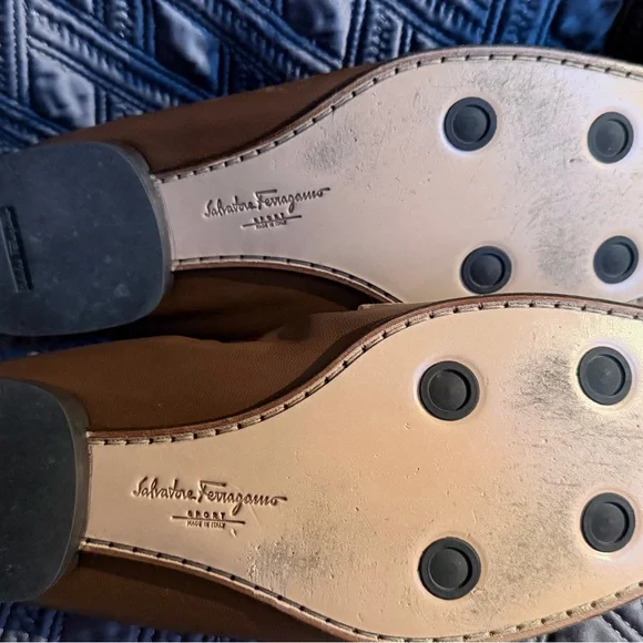 Salvatore Ferragamo Brown Loafers with Gold Buckle - Picture 5 of 7